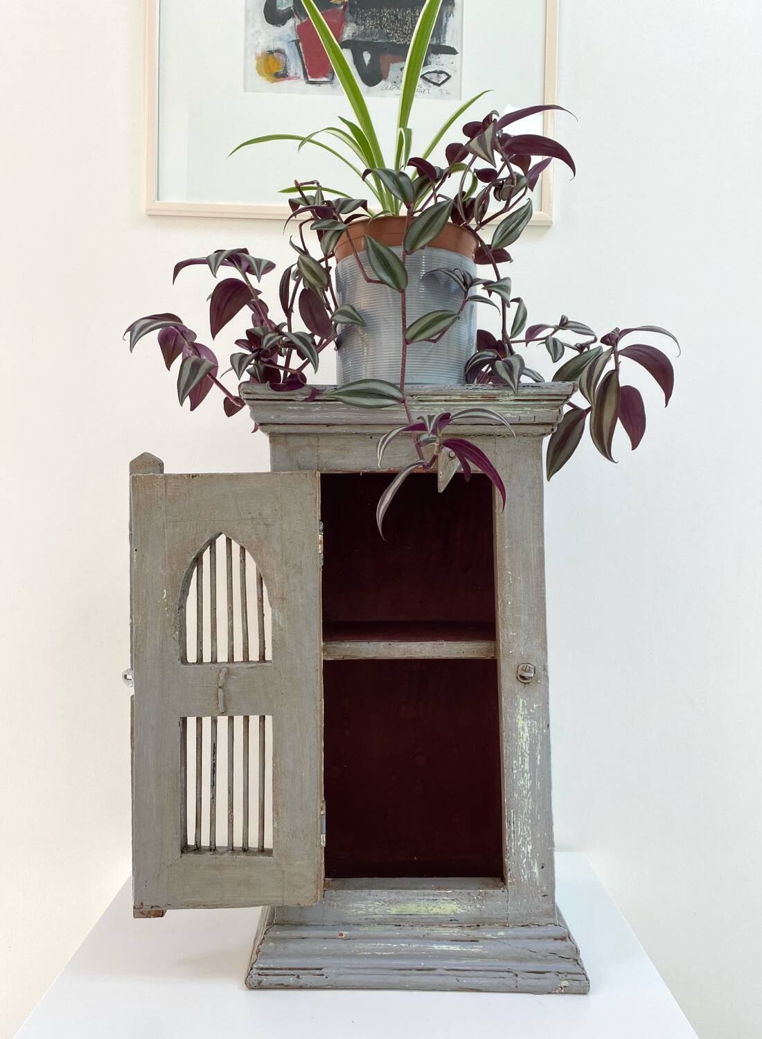 Storage unit, old buffet in weathered gray wood