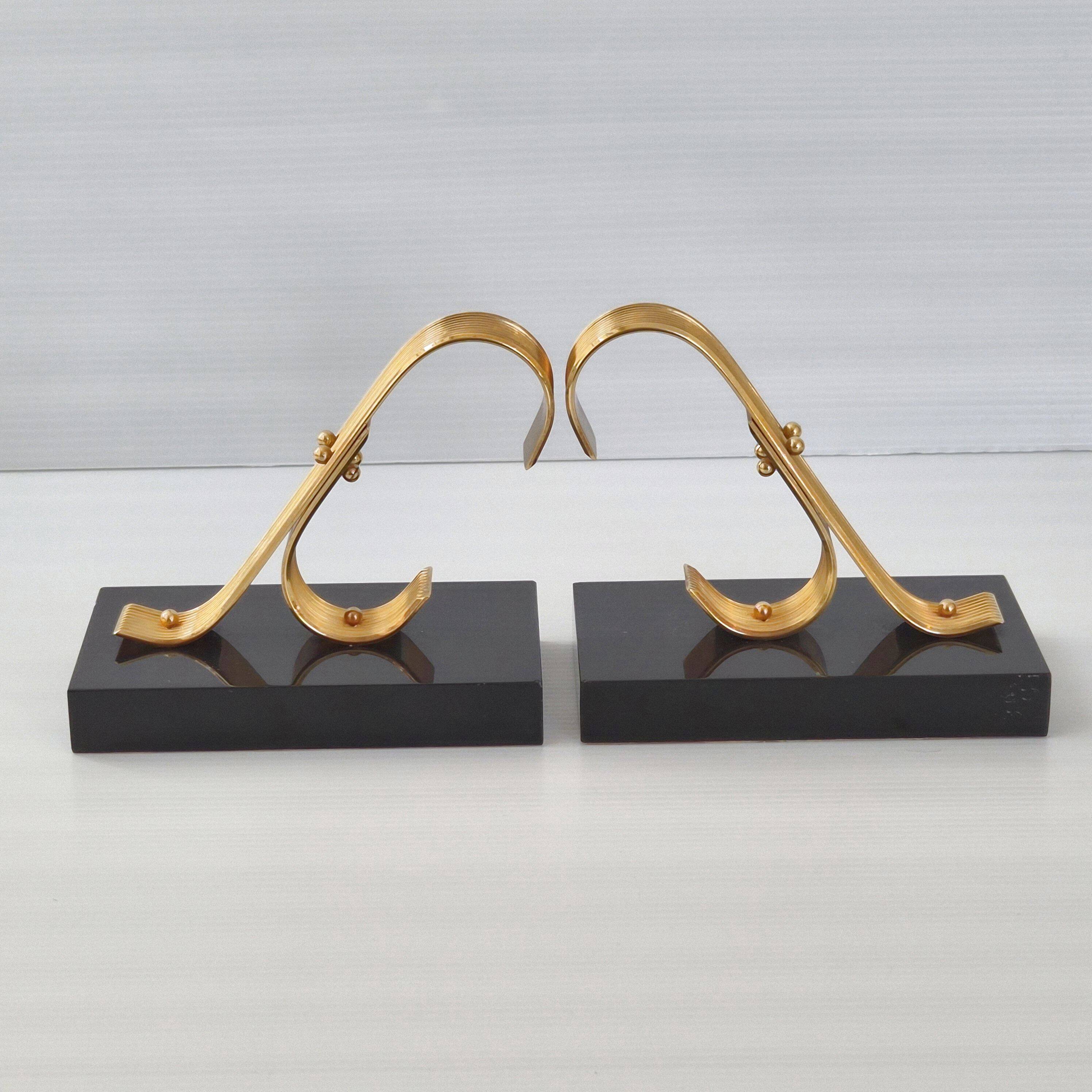 Pair of Vintage 1960s Gold Starry Bookends
