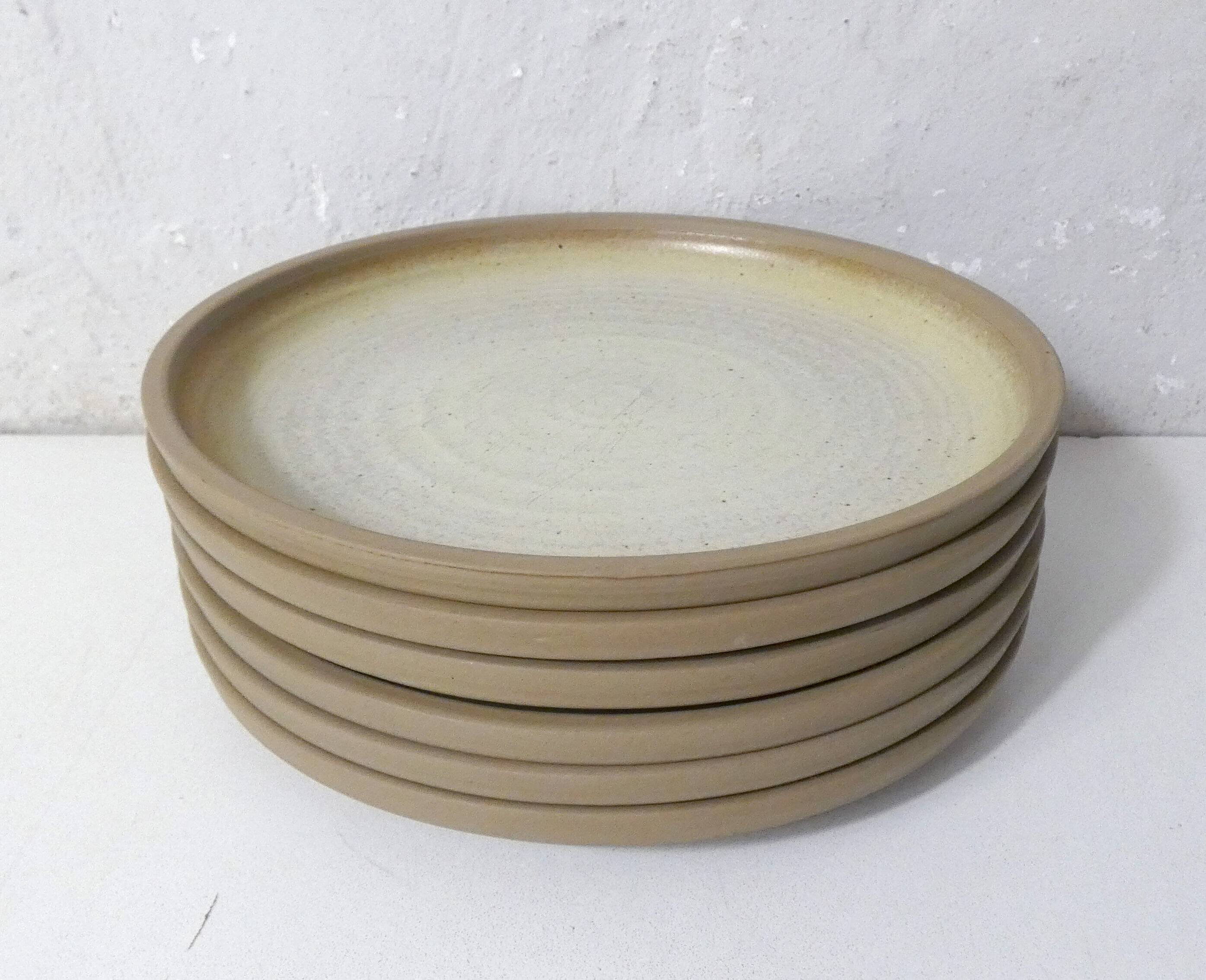 6 vintage stoneware dessert plates