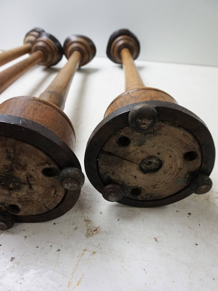 Large Antique French Wooden Candlesticks, 19th Century, Set of 4