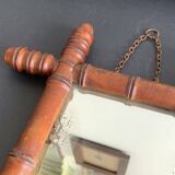 Late 19th century bamboo-style turned wooden mirror