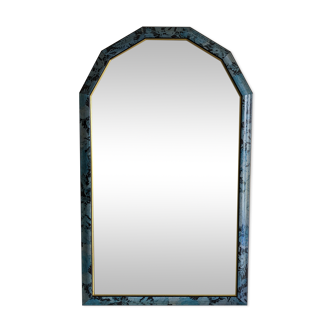 Octagonal vintage marbled blue mirror 61 x 82 cm