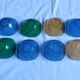 Vereco amber, blue and green glass cups set of 8