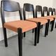 Lot of 6 blackened wooden chairs with French design fabric from the 1970s Self.
