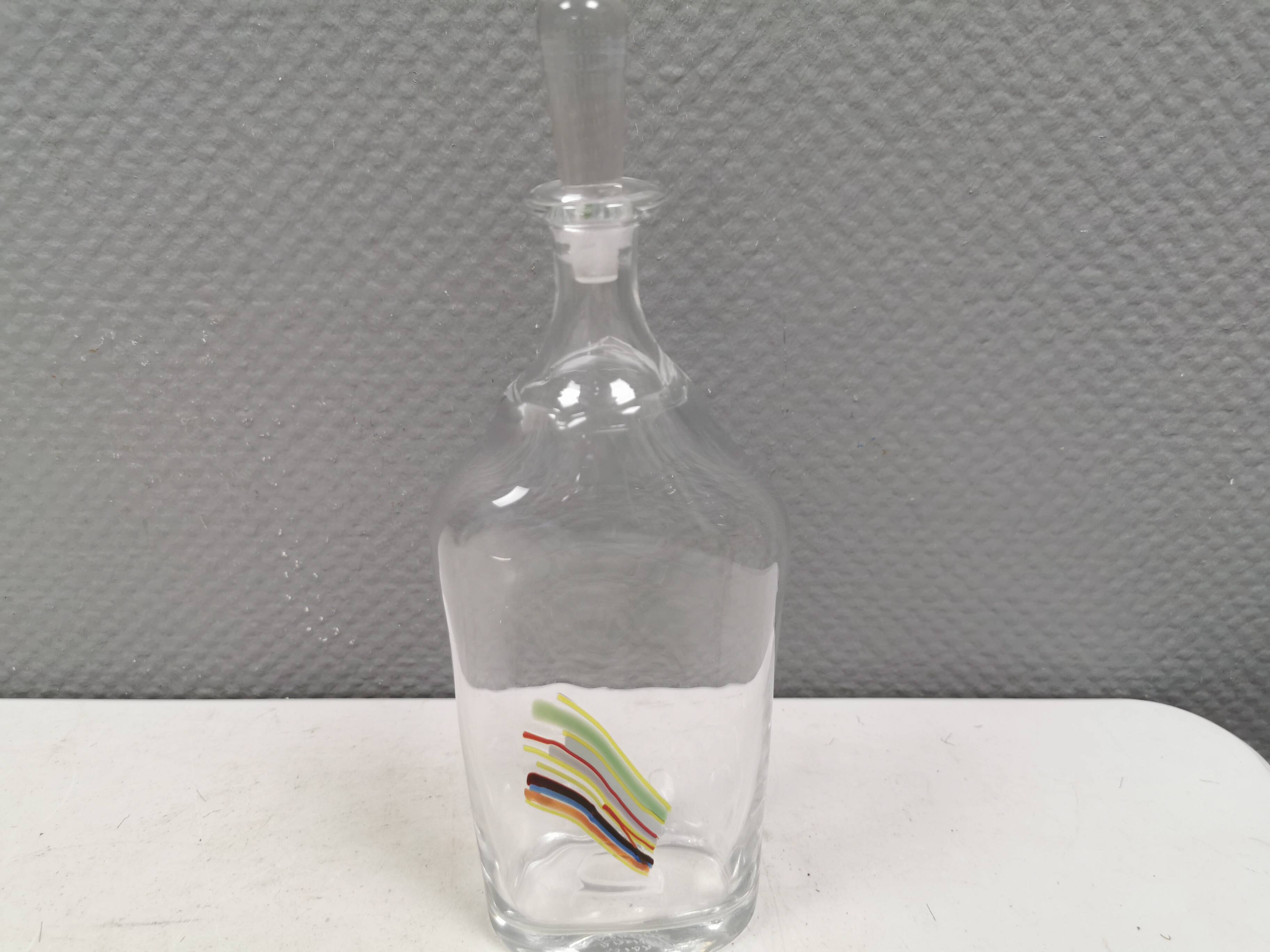 A  Bertil Vallien carafe with stopper for Kosta Boda, 1980s. Rainbow series