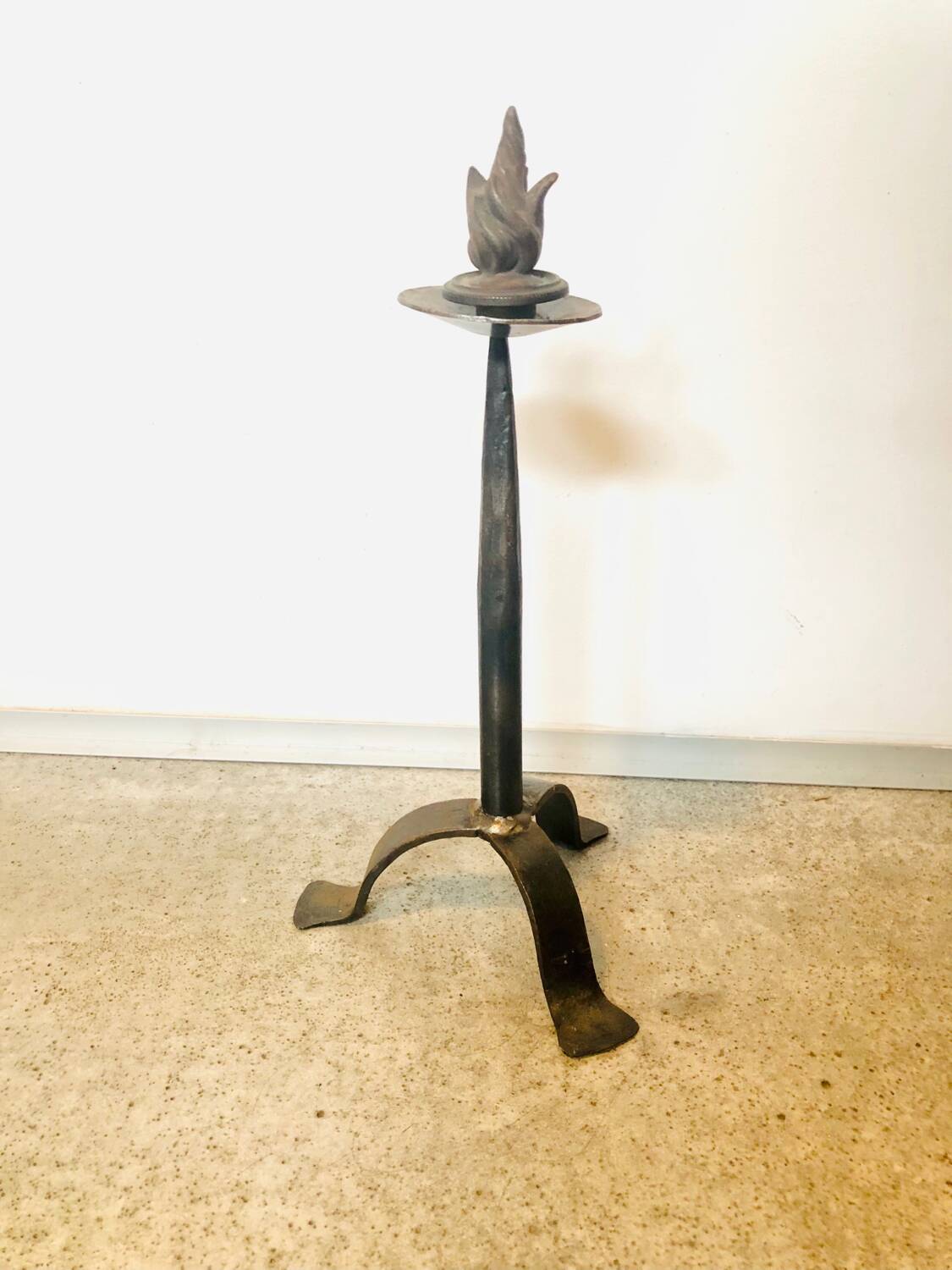 Brutalist wrought iron candle holder