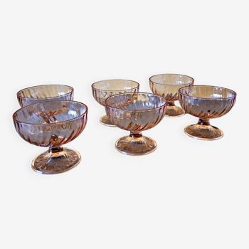 Coupes à glace vintage rosaline arcoroc luminarc en verre rose (lot de 6)