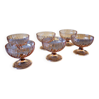 Coupes à glace vintage rosaline arcoroc luminarc en verre rose (lot de 6)