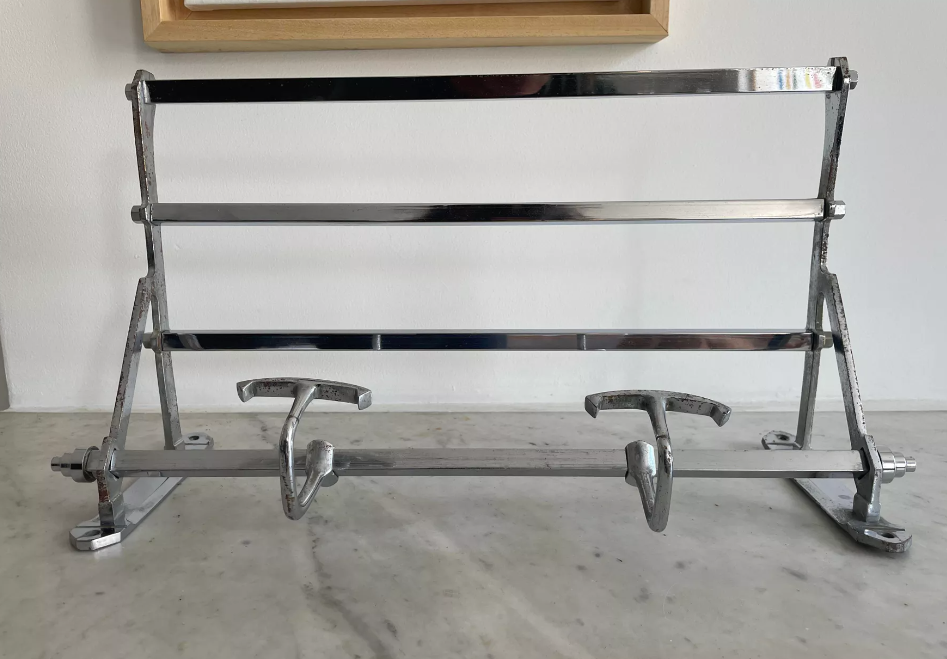 Vintage coat rack, chromed metal, art deco
