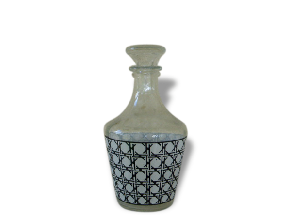 Carafe a liqueur, motifs cannage géometriques vintage 1960