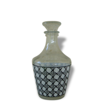 Carafe has liquor, caning vintage 1960 geometric patterns