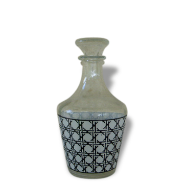 Carafe a liqueur, motifs cannage géometriques vintage 1960