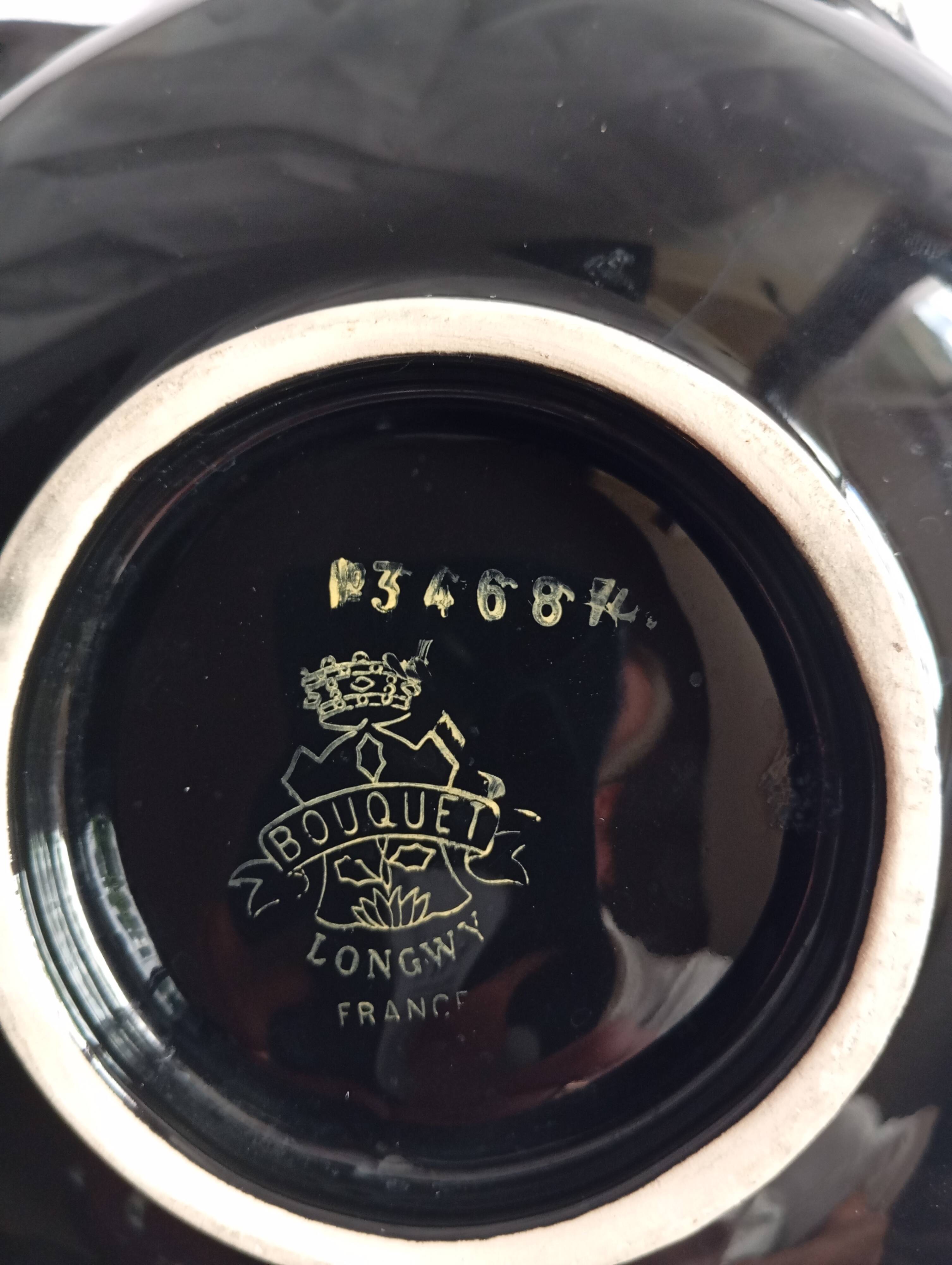 "bouquet - longwy" earthenware cup numbered / vintage