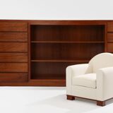 Jacques Adnet pair of modernist club armchairs in rosewood 1931