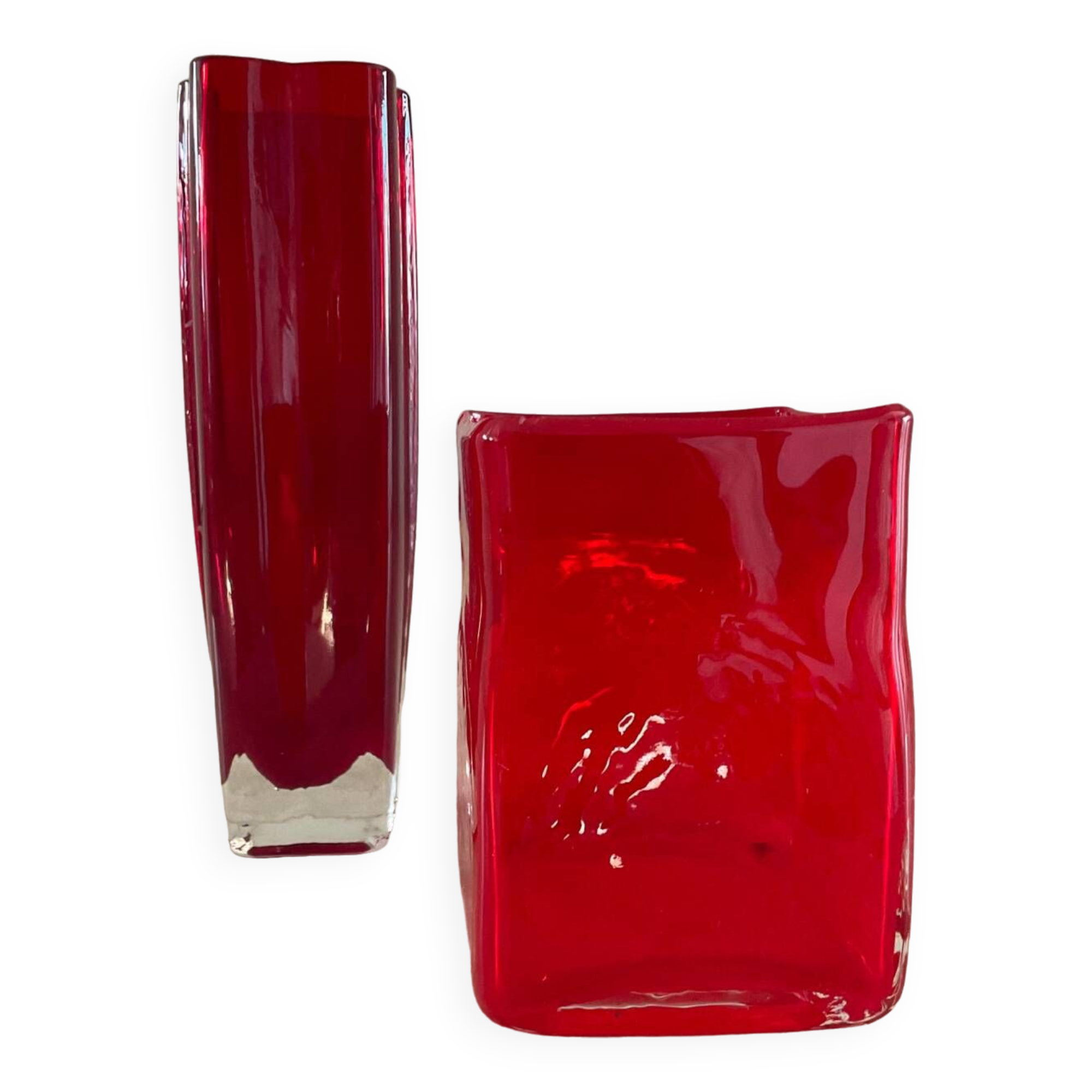 Duo of vintage glass paste vases