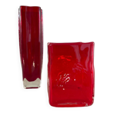 Duo of vintage glass paste vases