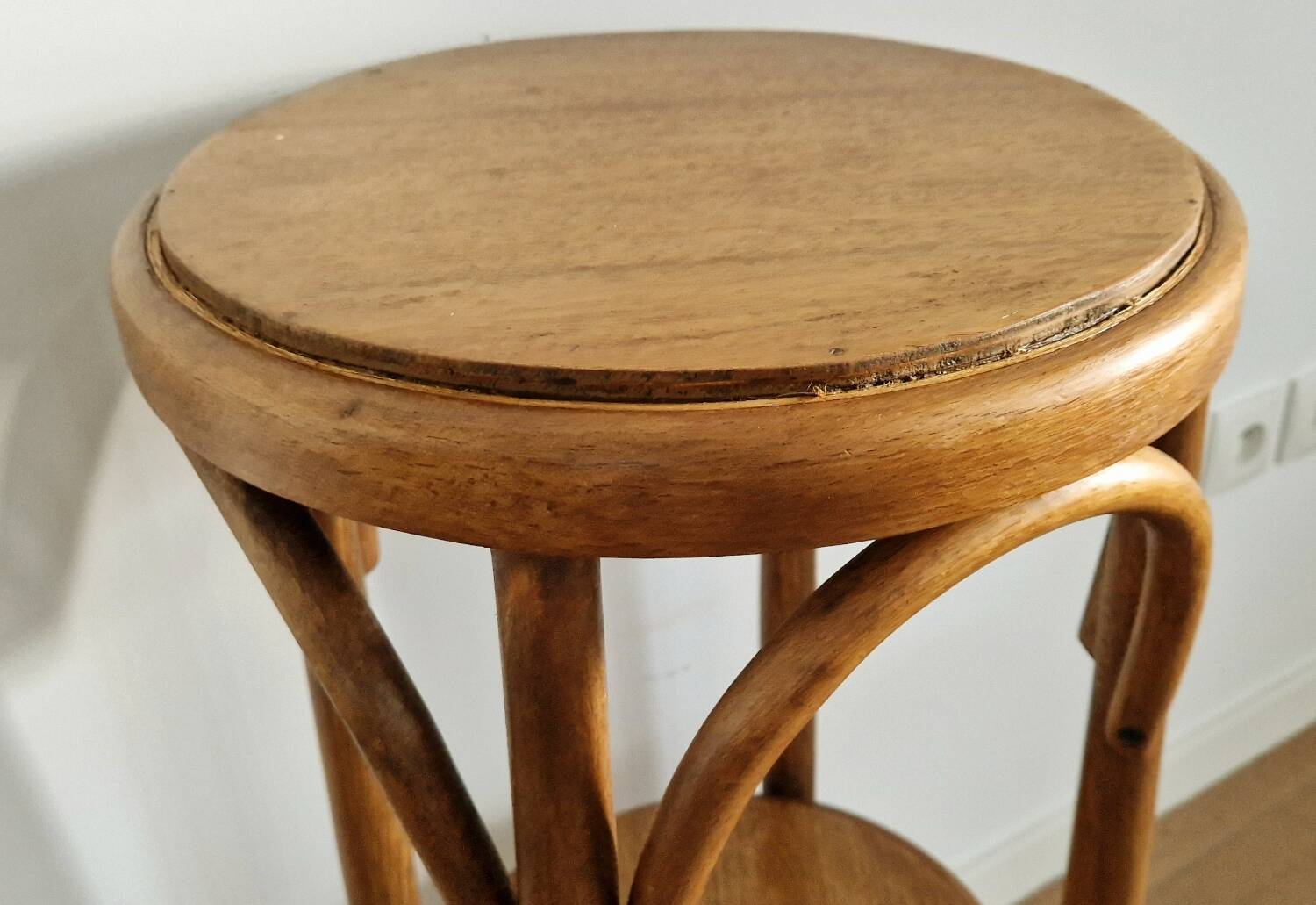 1940s curved wood side table