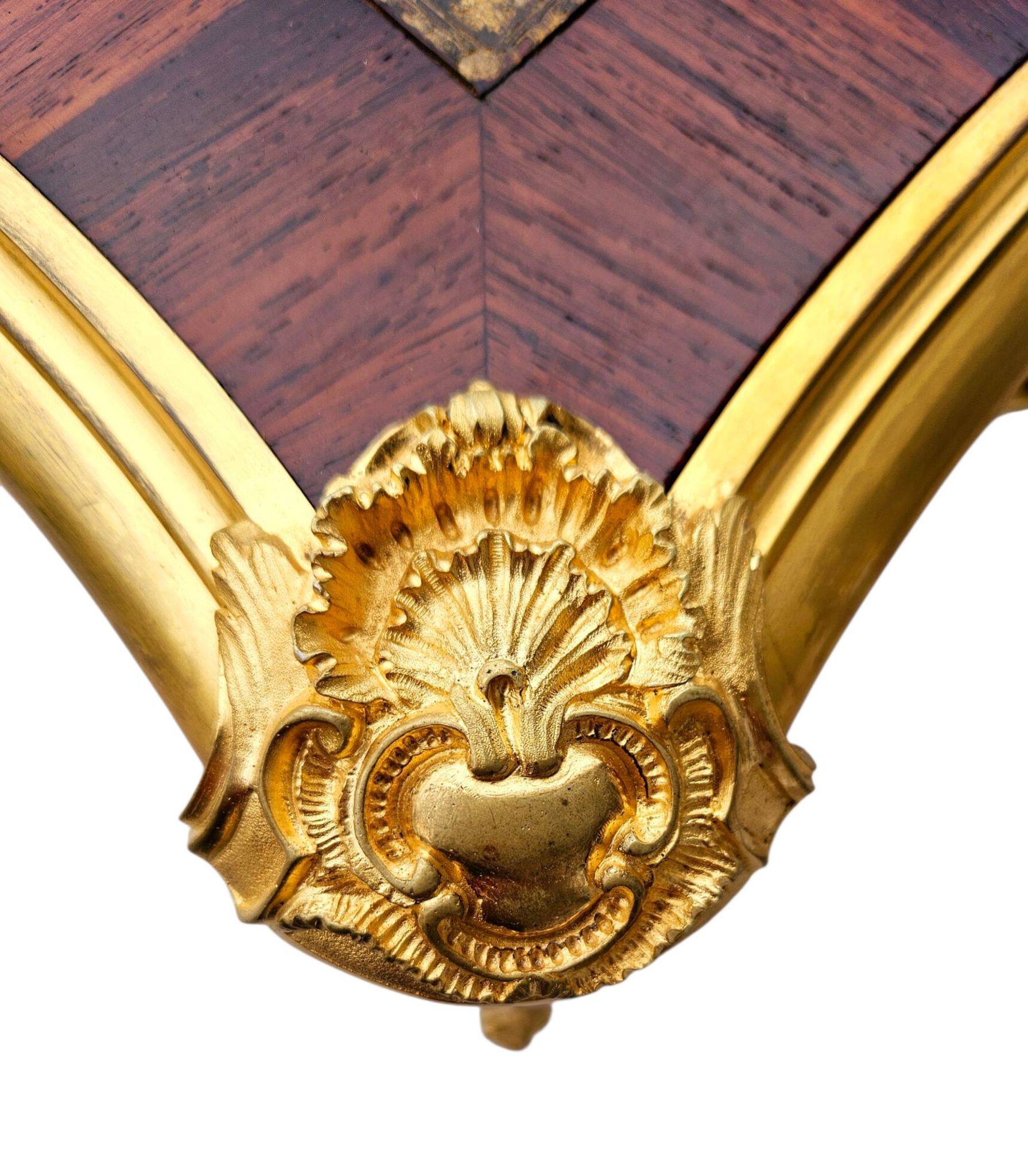 Marquetry and gilded bronze desk signed rinck in paris