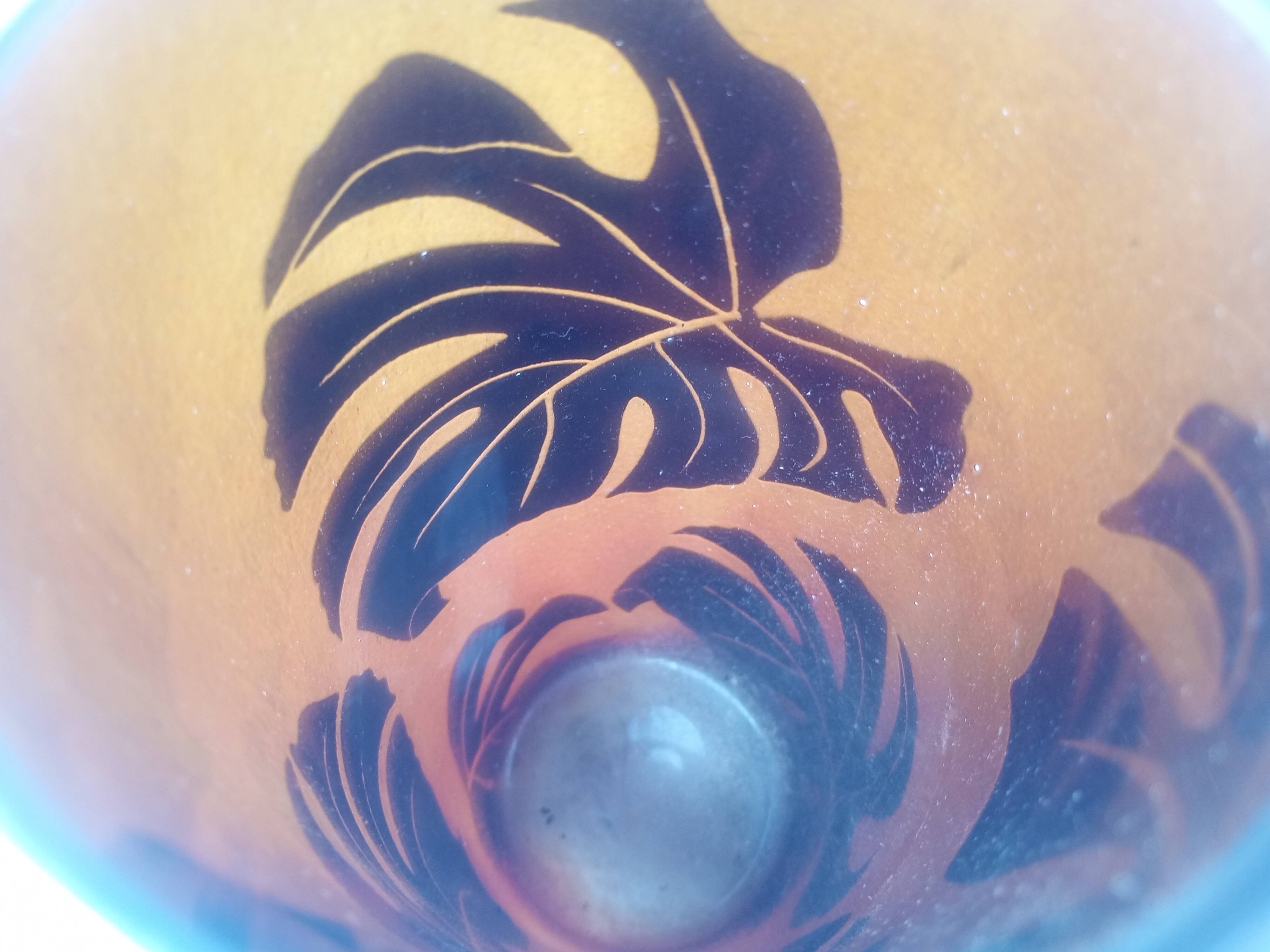 Passavant La Rochère LR - Vase cylindre en Pâte de verre aux Philodendrons