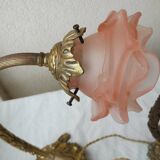 2 bronze and glass lamps