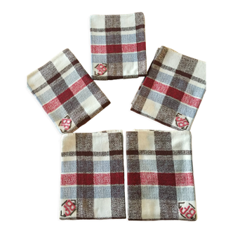 5 BF monogram checkered towels