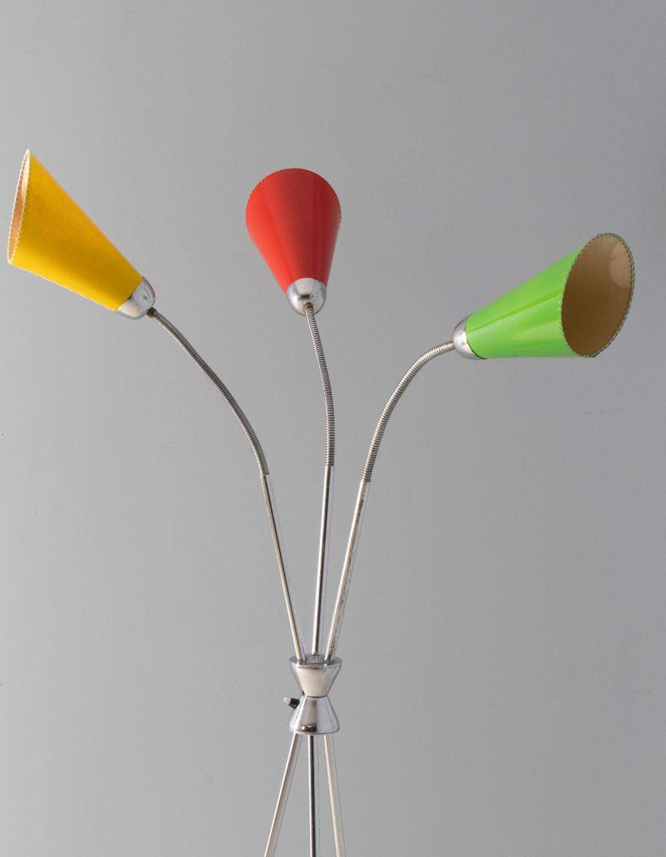 Three-armed floor lamp, Lidokov, 1950s–1960s, Czechoslovakia