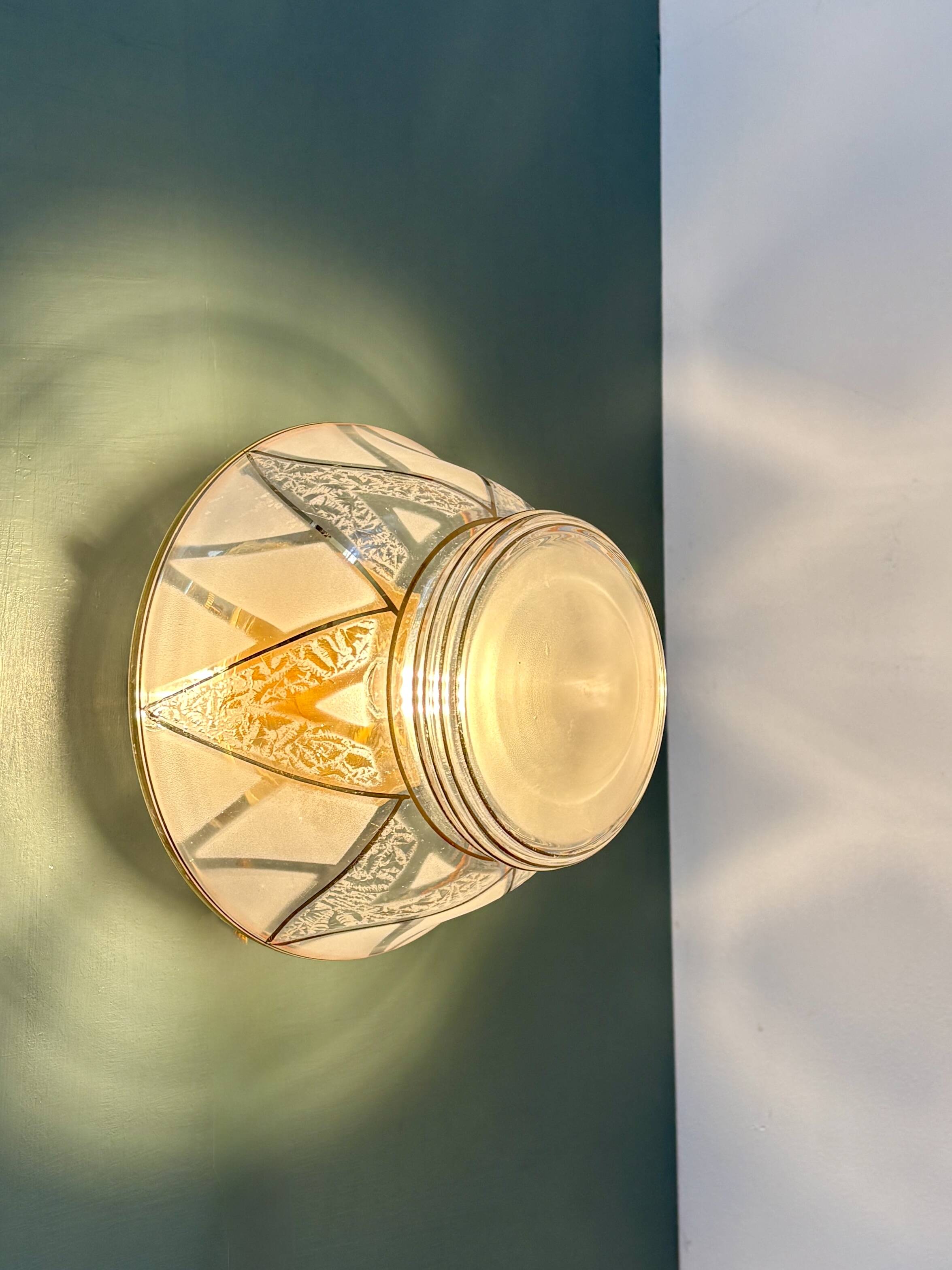 Vintage Art Deco white and gold glass globe wall/ceiling light.