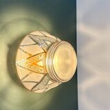 Vintage Art Deco white and gold glass globe wall/ceiling light.