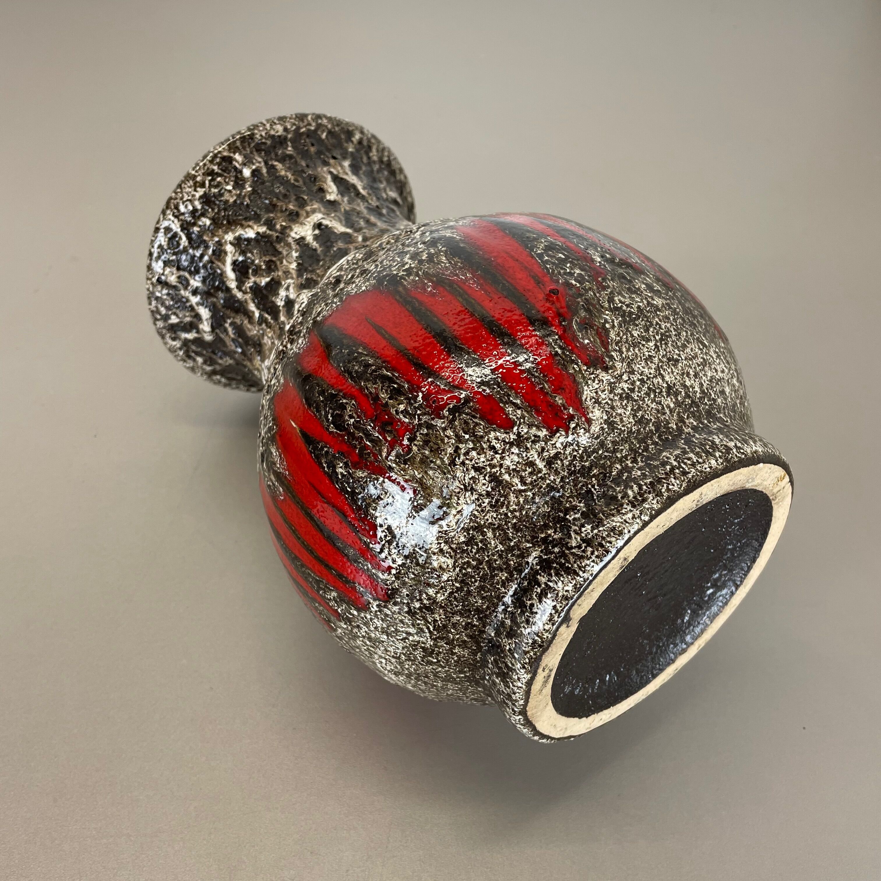 Zig Zag Pottery Fat Lava Vase Made by Scheurich, Germany, 1970s