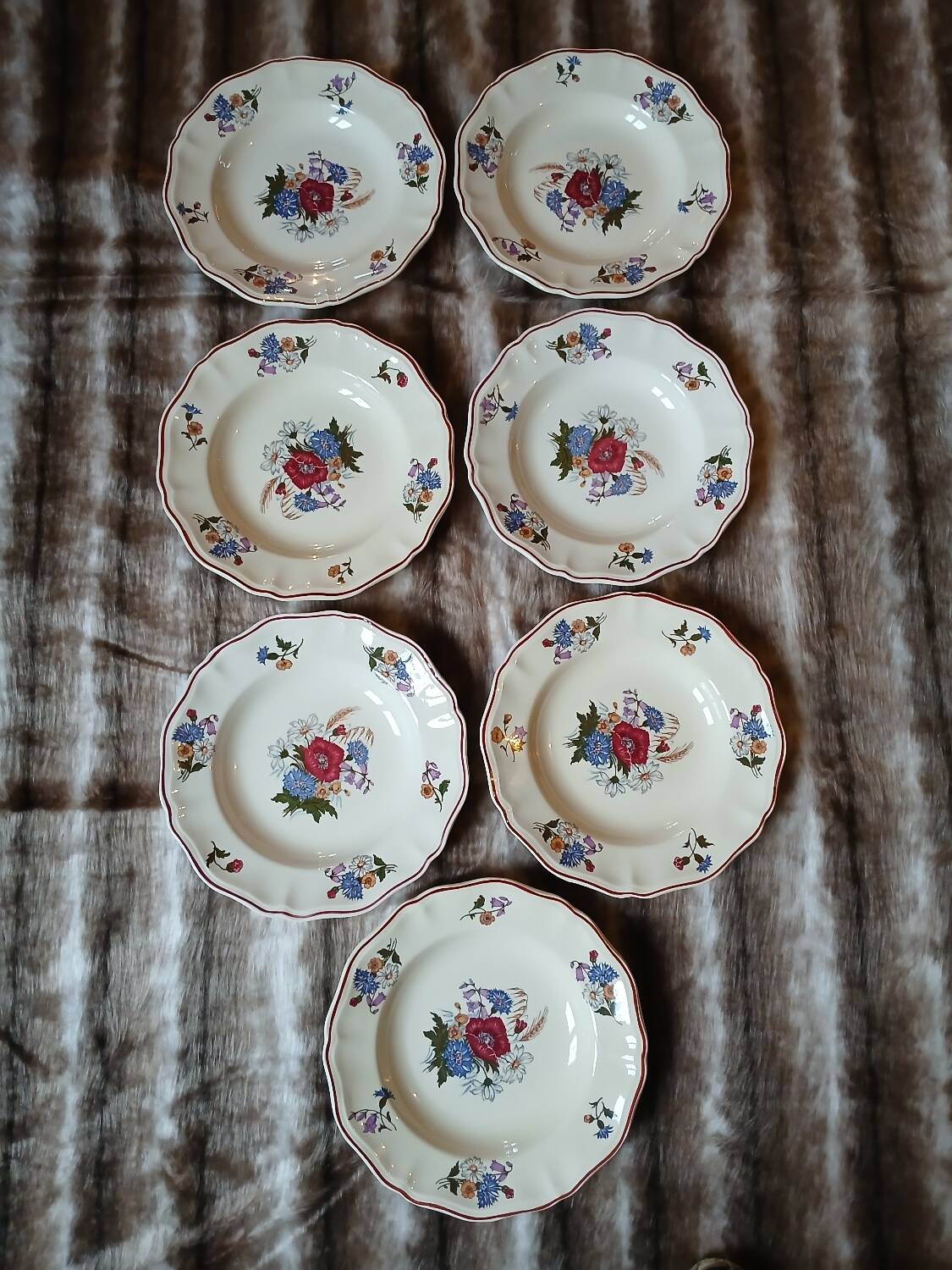 7 antique deep plates from Digoin and Sarreguemines