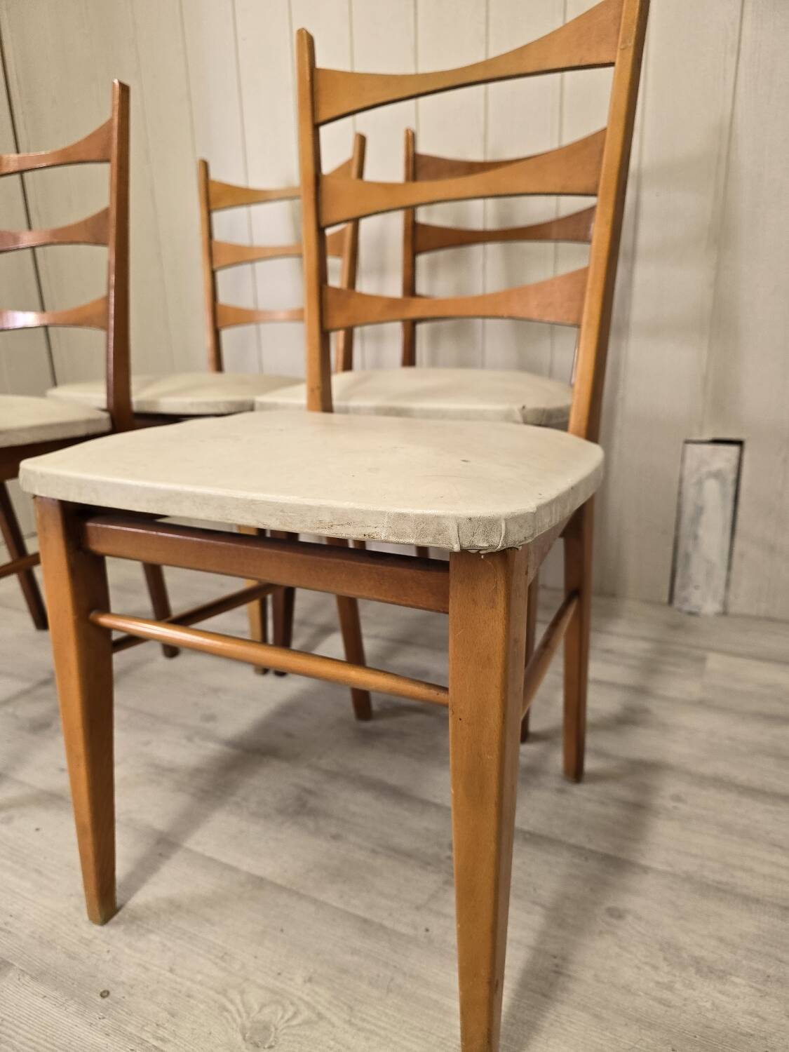 4 beech chairs, 1960s