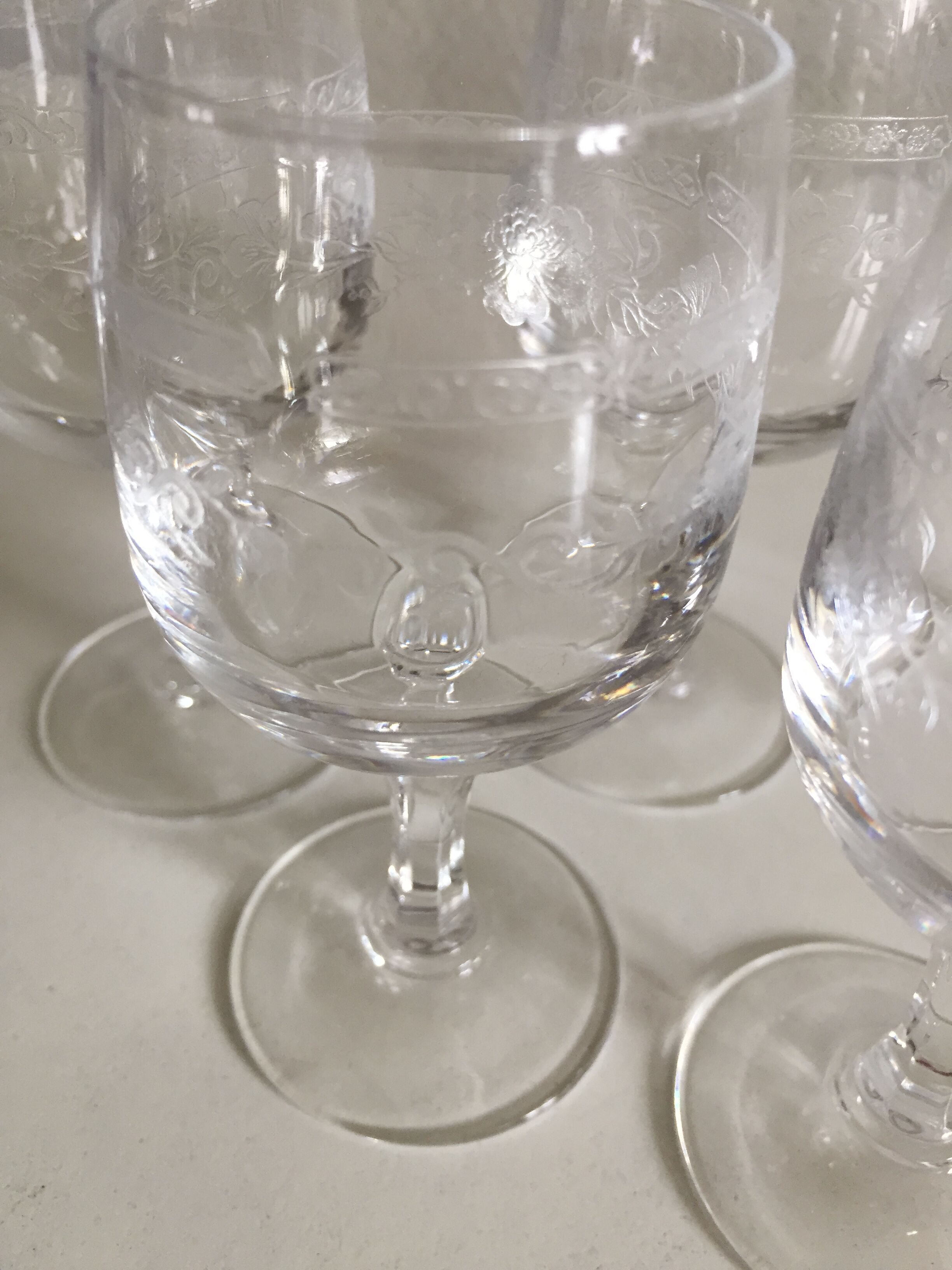 Old crystal foot glasses