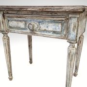 Pair of Louis XVI style bedside tables with patina