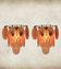 Set of two Wall Lamps with Pink Glass Medallion, Original Vintage, 1970s