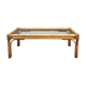 Rectangular coffee table in rattan and smoked glass 100x50