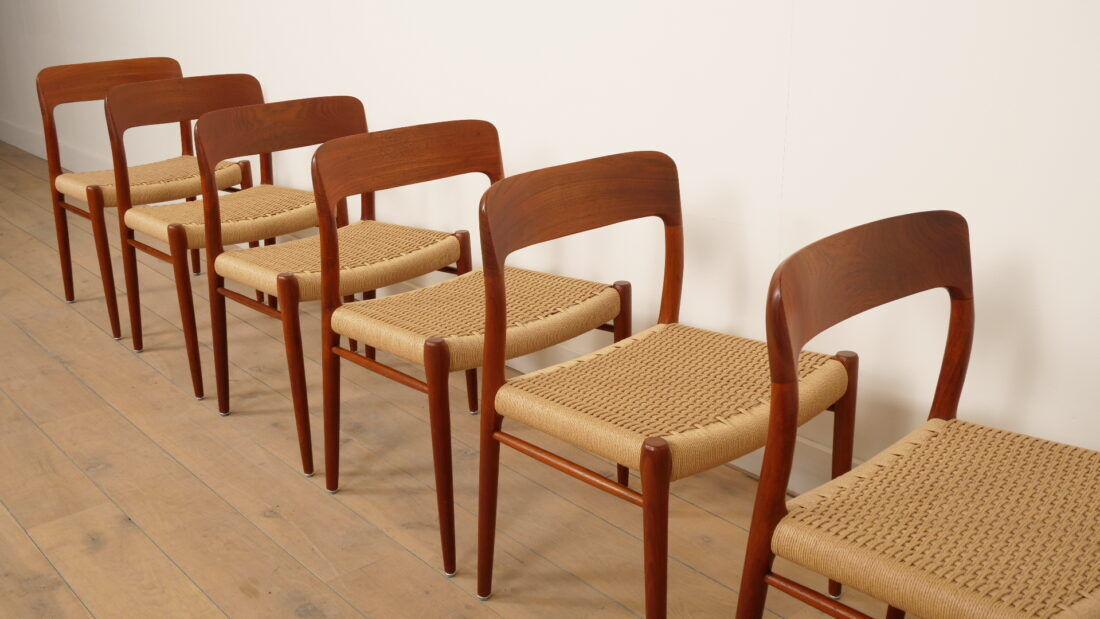 6 x vintage dining chairs | Niels Otto Møller | Model 75 | Teak