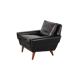 Mid Century Black Leather and Teak Scandinavian Armchair, Denmark, circa 1970