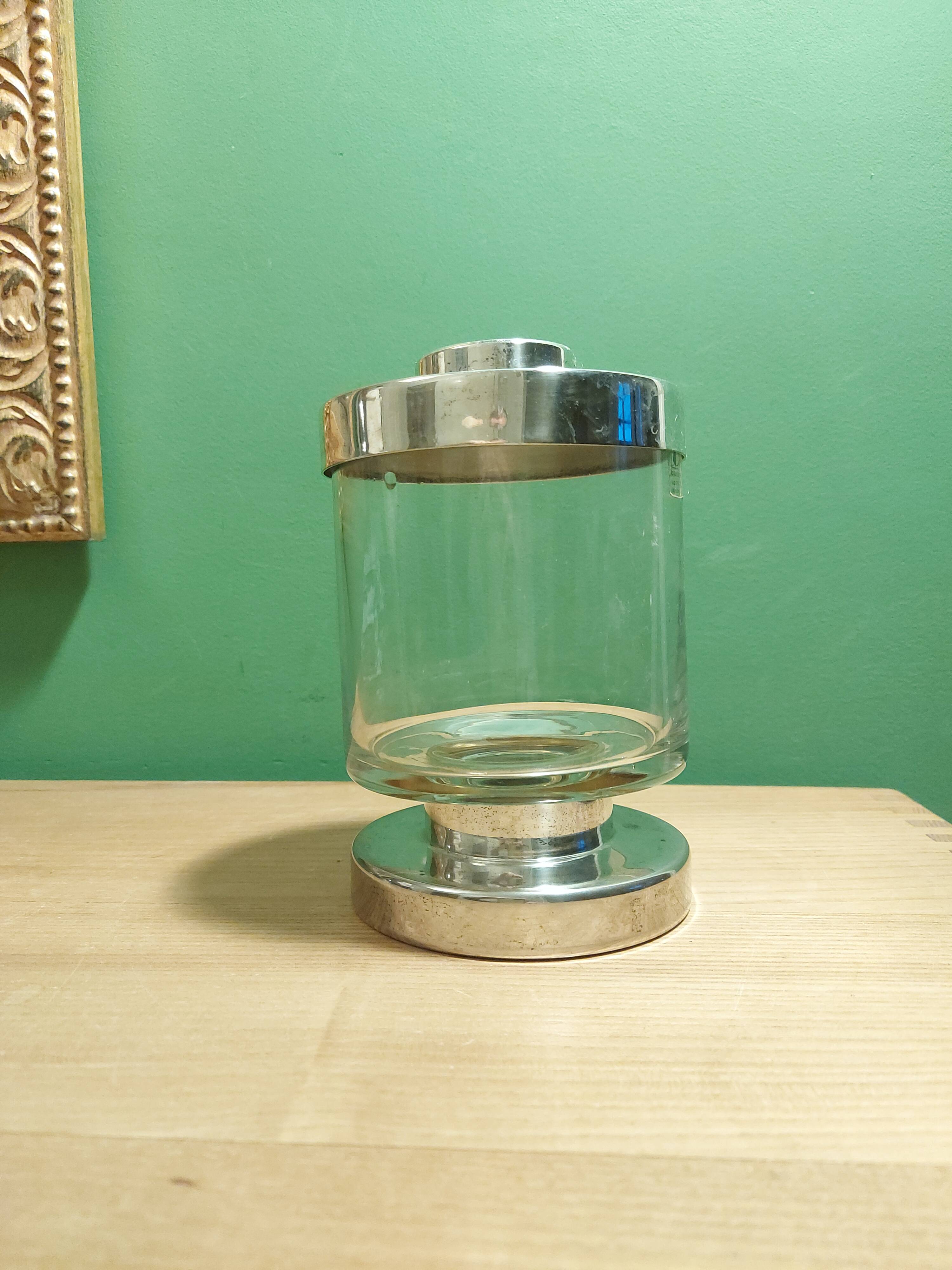 Pot bocal en verre et métla argenté Boussu