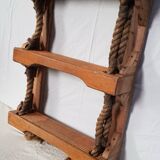 3-tier wood and rope boat shelf