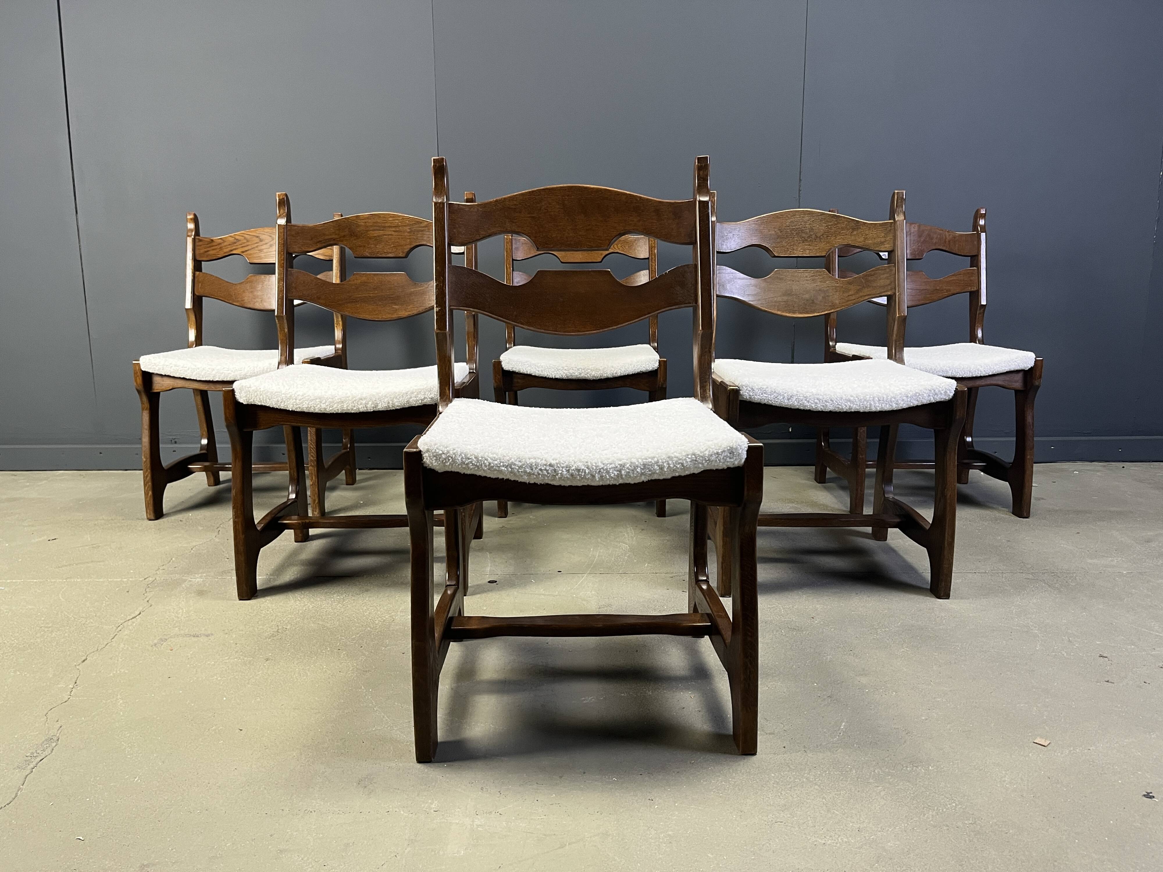 Vintage brutalist dining chairs, set of 6 - 1960s