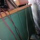 Old wooden garage workbench, industrial vintage.