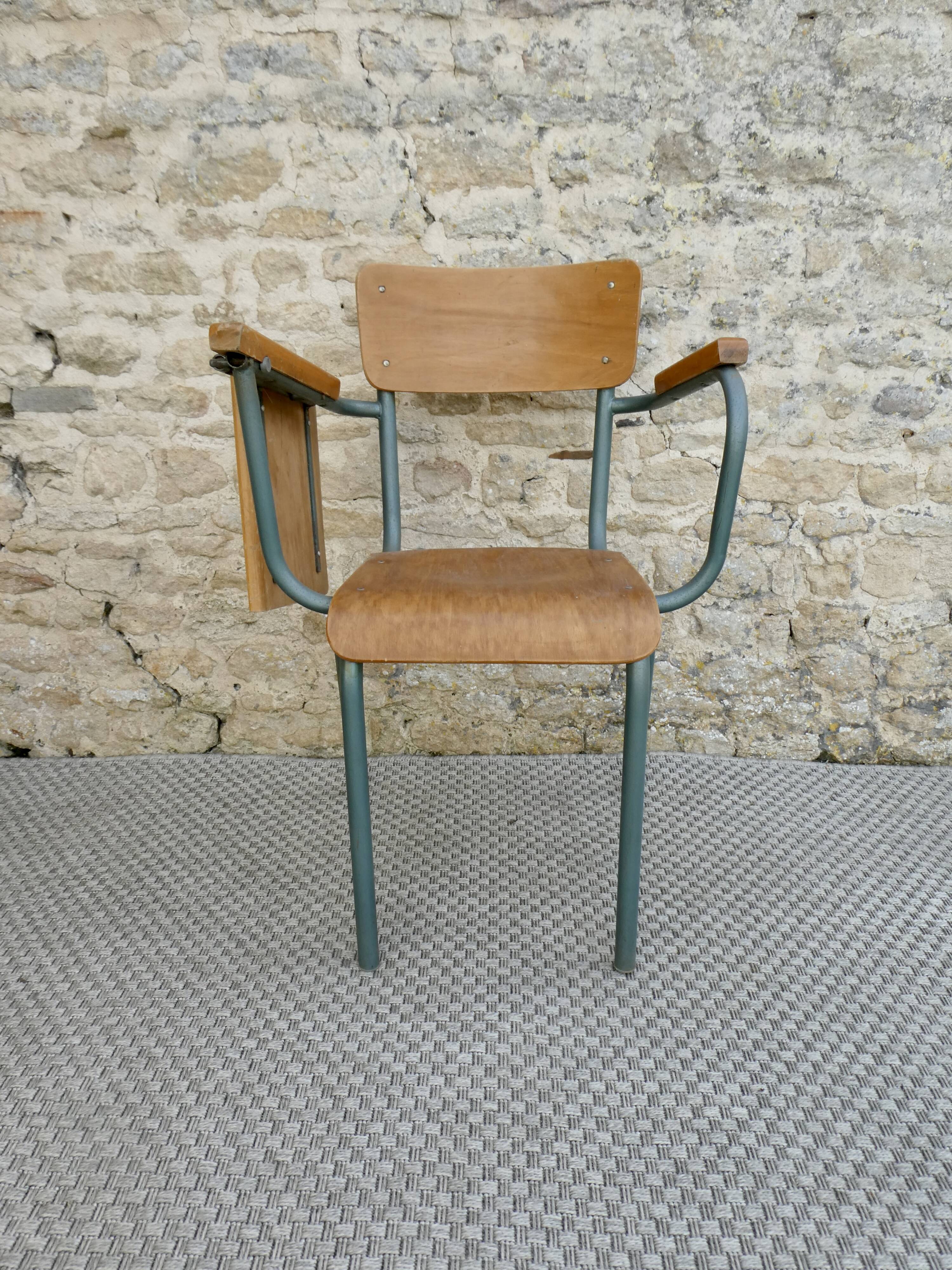Student chair in wood and metal, circa 1960.