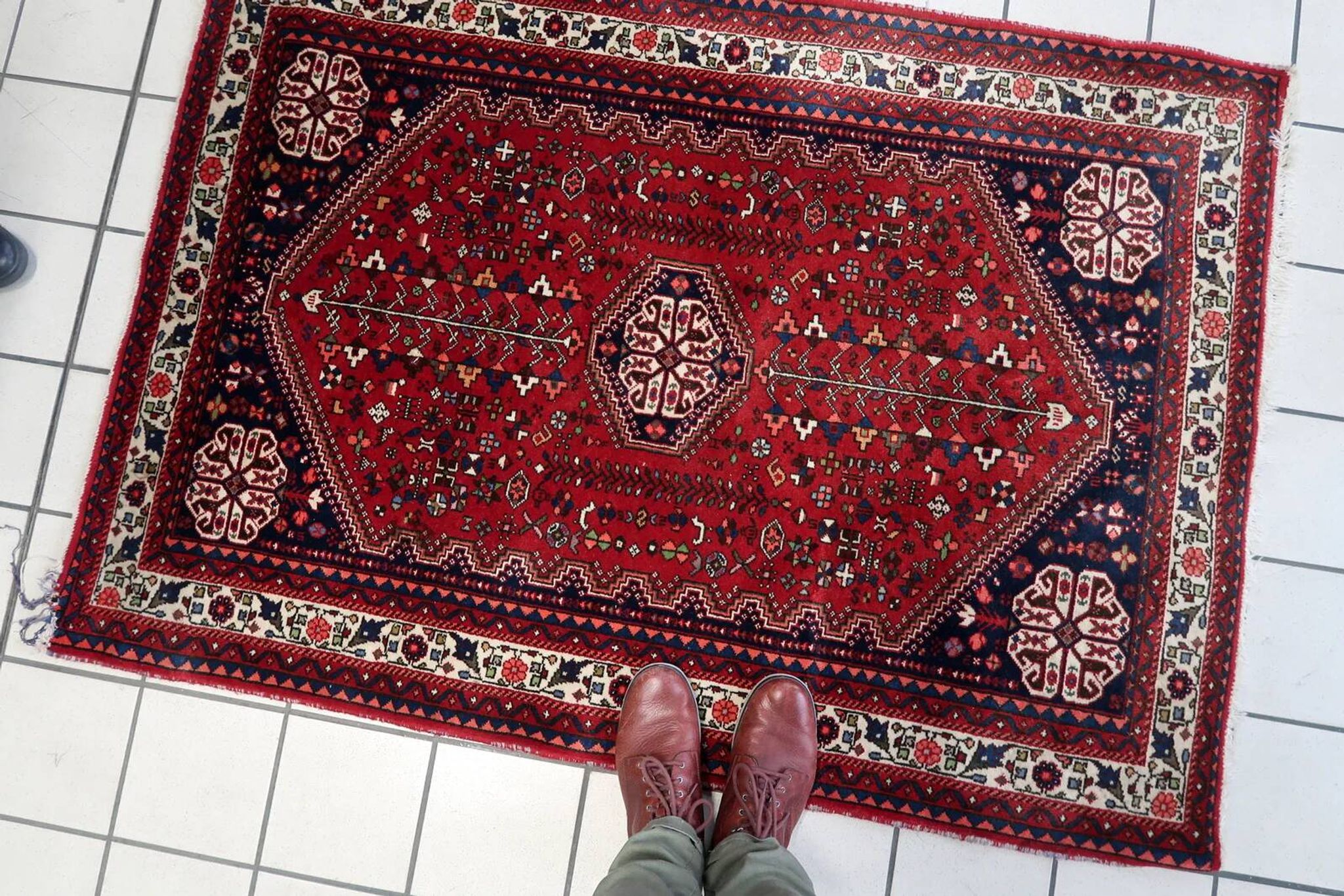 Handmade vintage Persian Malayer rug 106cm x 151cm, 1970s