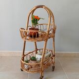 Vintage rattan rolling service 60s/70s