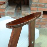Scandinavian armchair snow white boucle dark walnut wood colour design by Chierowski 366 model