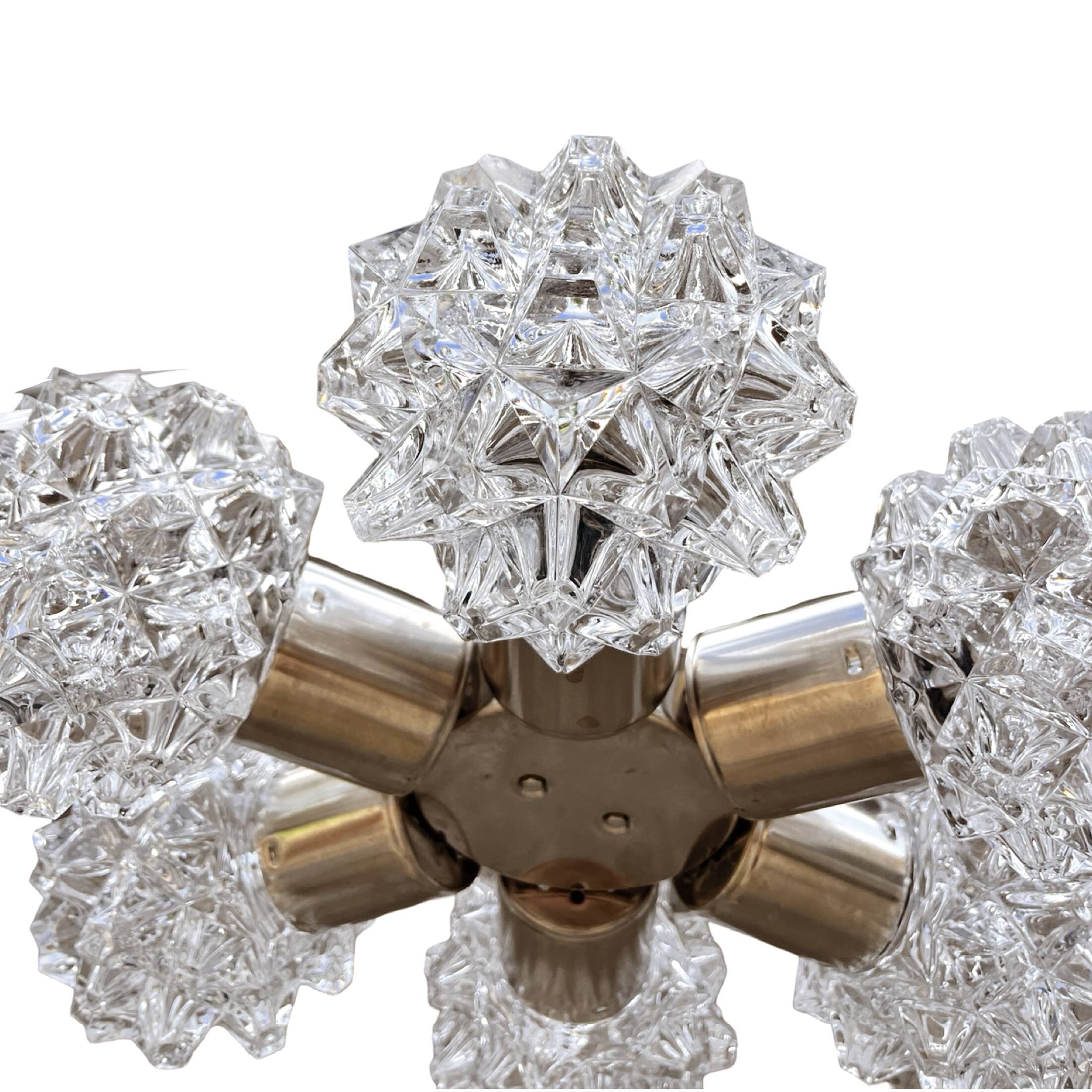 Sputnik chandelier, Kamenicky Senov, Czechoslovakia, 1970s.