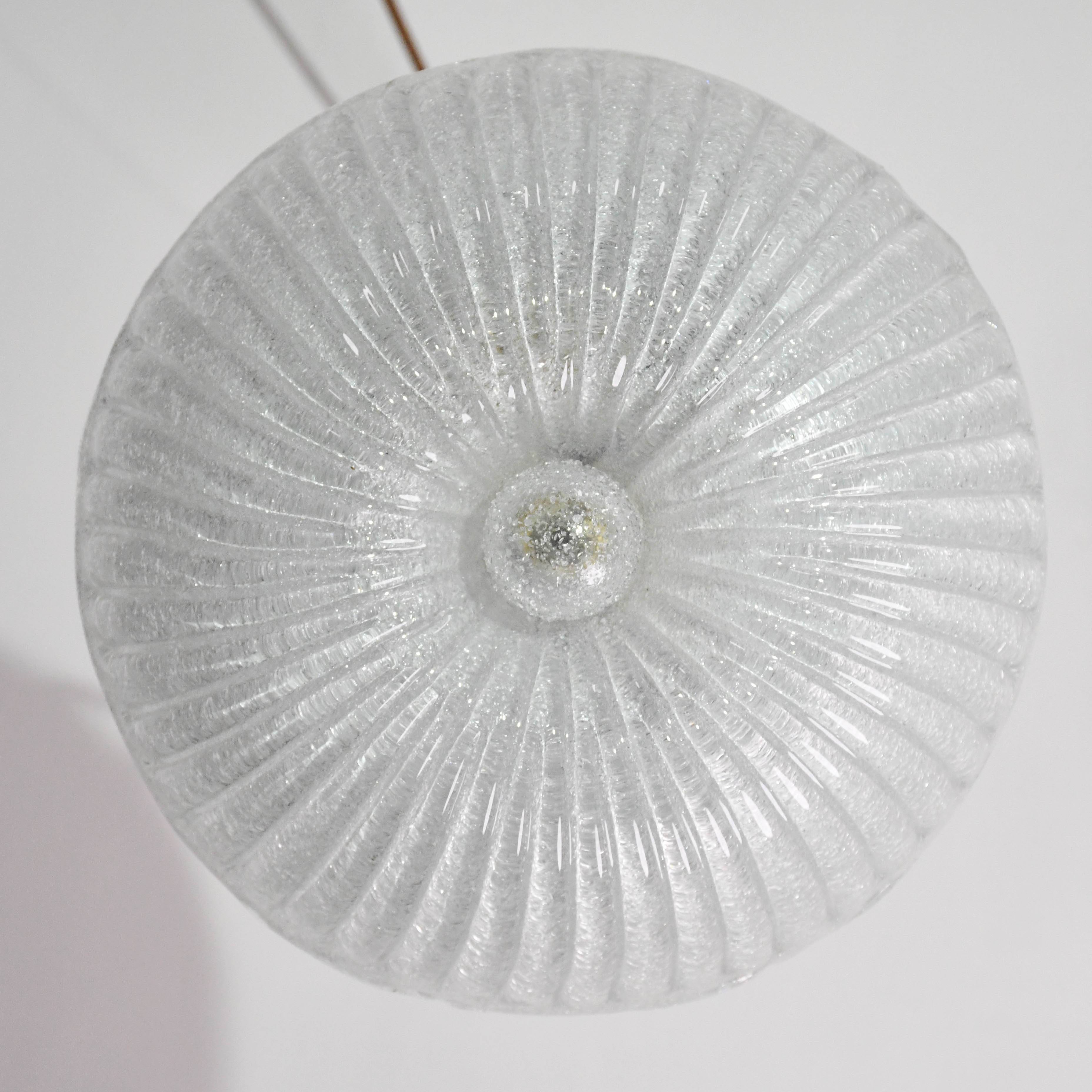 Italian midcentury Murano glass flush mount light Barovier style, 1970s