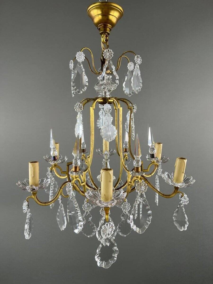 Brass and Crystal Chandelier, 20th Century