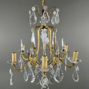 Lustre En Laiton Et Cristal, XXe Siècle