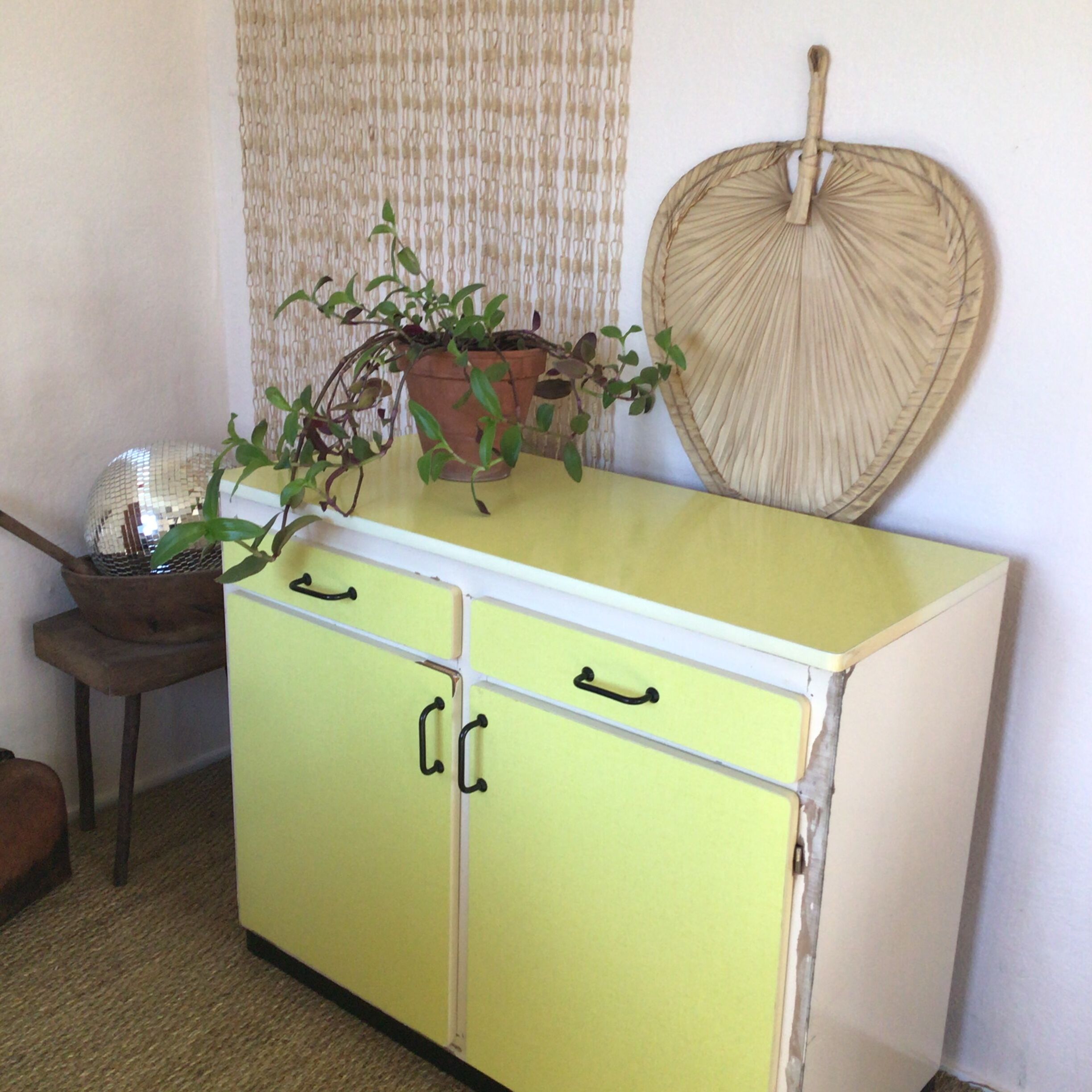 Yellow formica buffet